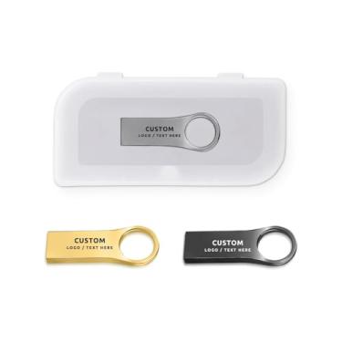 Imagem de Pen drive USB personalizado, pacote com 50 canetas de metal personalizadas USB 2.0, pen drive, ideal para negócios corporativos, fins educacionais e sem fins lucrativos (64 GB, com caixa de plástico)