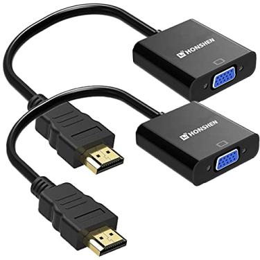 Imagem de Adaptadores HDMI para VGA, pacote com 2 HONSHEN 1080p HDMI macho para VGA fêmea, cabo adaptador conversor de vídeo para PC Laptop HDTV projetores e outros dispositivos de entrada HDMI