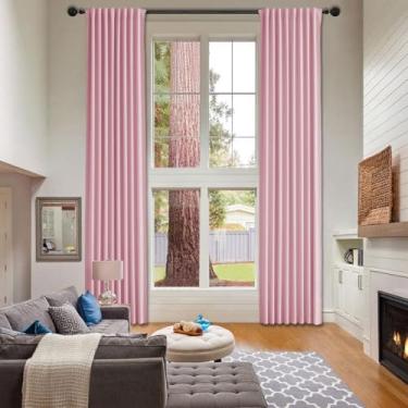 Imagem de ABBRIGE Cortinas rosa blush blackout para quarto 2 painéis - Cortinas rosa para quarto de meninas - Decoração de sala de estar com aba traseira e bolso para varão com ganchos para sistema de trilho de