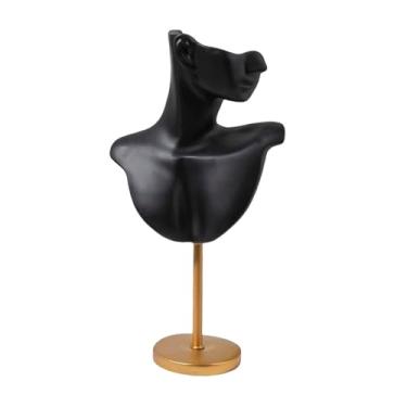 Imagem de YIJU Suporte de exibição de joias de busto, manequim, organizador de joias, brincos, pingentes, colares, suporte de exibição para lojas, prateleiras de, Preto