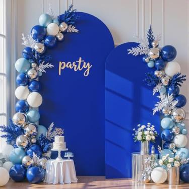 Imagem de Conjunto de 2 capas de arco azul royal, 2 m, arco de 1,8 m, elastano com elástico para festa de aniversário, para chá de bebê, chá de panela, cerimônia de casamento, banquete, fundo de foto