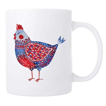Imagem de Caneca de café de frango da fazenda - presente de arte popular para amantes de frango - decoração de cozinha de galinha