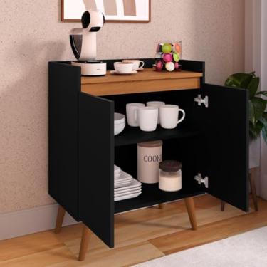 Imagem de Armário Aparador Cantinho Do Café Buffet 2 Portas Com Prateleira (Preto/Freijó)