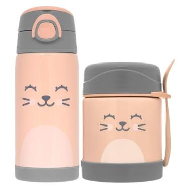 Imagem de Kit Refeição Infantil 2 Peças Introdução Alimentar Alimentação Bebê Garrafa Térmica e Pote Térmico Buba Gumy (Pêssego)