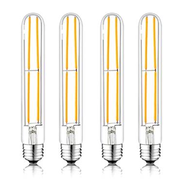 Imagem de NOVELUX Lâmpada LED E26 de 7,3 polegadas 6W regulável, lâmpadas Edison brancas macias de 2700K 800 LM, equivalente a 80 Watt Tubular T10 T9 Lâmpada de vidro transparente longa para lustres de parede