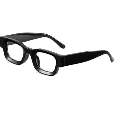 Imagem de AIEYEZO Óculos de sol retangulares grossos modernos para mulheres e homens anos 90, retrô, grosso, quadrado, polarizado, proteção UV400, Z1 Óculos de luz azul/preto, MM