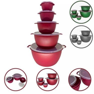 Imagem de Conjunto Kit 5 Potes Organizadores Bowls Tampa Transparente Plástico L