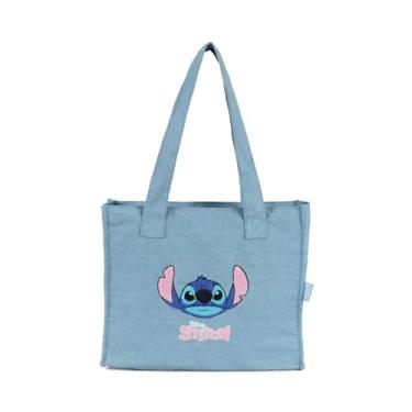 Imagem de Bolsa Stitch Disney Sacola Jeans original luxcel licenciada com zíper alça de ombro menina juvenil