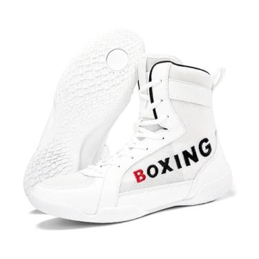 Imagem de Calçados Masculinos para Boxe e Luta Livre - Cano Alto Tênis para competições de luta de lutadores, botas respiráveis treinamento de fitness luta livre