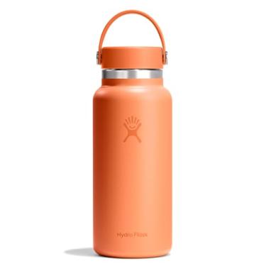 Imagem de Hydro Flask Garrafa de água - aço inoxidável isolado - tampa flexível de boca larga, não derrama, à prova de vazamento em laranja néctar de 946 ml
