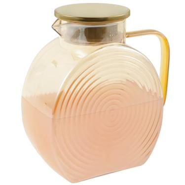 Imagem de ZJRDYYK Jarra de vidro com tampa e alça, jarra de água de vidro de boca larga, jarro de água de vidro com tampa e bico para geladeira, chá frio/quente, suco de leite e café, fácil de limpar