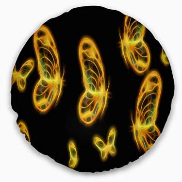 Imagem de Designart borboletas fractais em fundo escuro, manta floral para sala de estar, sofá, enchimento de almofada + capa de almofada impressa em ambos os lados 40,64 cm