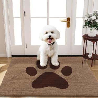 Imagem de Buganda Tapete de porta de cachorro para patas enlameadas, capachos absorventes de sujeira antiderrapante, tapete de baixo perfil lavável para cães de lama, tapete de entrada para piso interno (101 x
