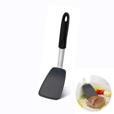 Imagem de Espátula e espátula de silicone pequena - Ferramenta de cozinha flexível resistente ao calor para virar ovos, hambúrgueres, panquecas - antiaderente e lavável na lava-louças