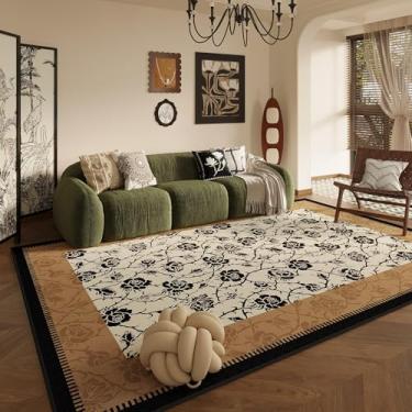 Imagem de Tapete de pelúcia para decoração de sala de estar em estilo retrô, tapete grande para quarto, grosso, lavável, para sala de estar, macio e fofo (200x250 cm/B)