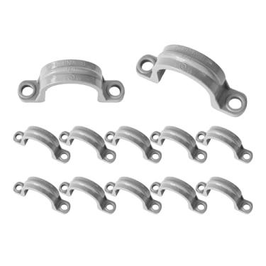 Imagem de Runseaway 12 peças de tiras de tubo de PVC de 3/4 polegadas, suportes de tubo de plástico, clipes de suporte de montagem de tubos, grampos de conduíte de plástico de 2 furos para montagem segura de