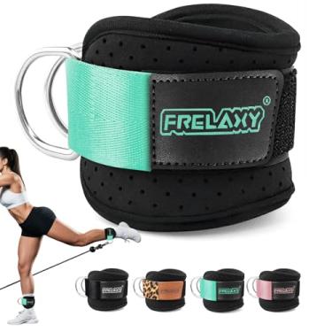 Imagem de Frelaxy Tira de tornozelo para máquina de cabos – Alças de perna confortáveis e duráveis para kickback, exercícios de glúteos e exercícios na parte inferior do corpo – Enchimento de neoprene perfurado