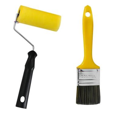 Imagem de Kit Rolinho Para Pintura 9Cm E Trincha 2 Compel Rolo E Pince
