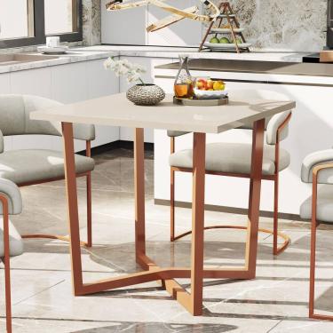 Imagem de Mesa De Jantar 80x80 4 Lugares Valence Industrial Pés Em Aço