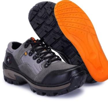 Imagem de Tênis Coturno Cano Baixo Masculino Tratorado Outdoor De Couro Legítimo Costura Reforçada (Cinza, BR, Adulto, Numérico, 43)