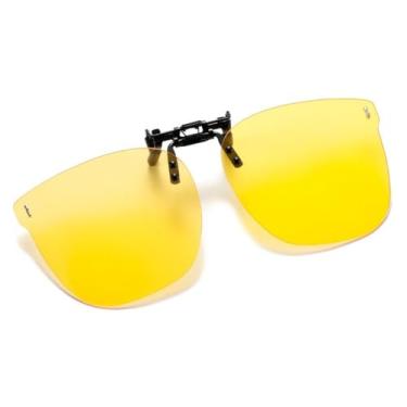 Imagem de Óculos de sol clip-on que cobrem seus óculos, proteção UV ultraleve e óculos de sol flip-up para fácil proteção solar, amarelo, 136 mm