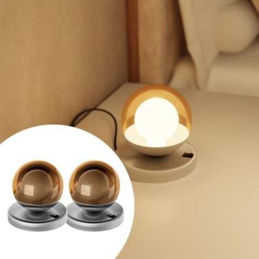 Imagem de Kit 2 Abajur Luminárias De Mesa Moderno dama Alumínio com Globo vidro 