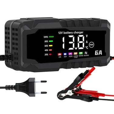 Imagem de Carregador De Bateria De Carro E Motocicleta 6A 12V Reparação Inteligente Cor Preto