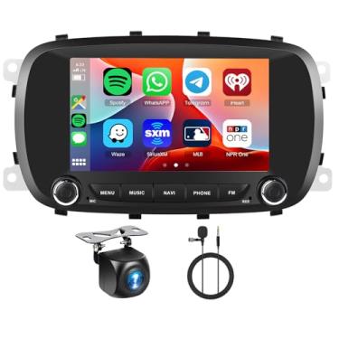 Imagem de Hodozzy [6G + 128G] Rádio automotivo para Fiat 500X 2014-2020 com carplay sem fio Android Auto, rádio automotivo com tela sensível ao toque de 17 polegadas com Bluetooth, link espelhado, 8 núcleos
