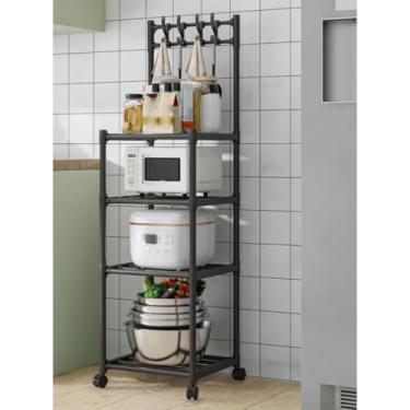 Imagem de Prateleira Organizadora de Chão com 4 Níveis, Carrinho com Rodas para Cozinha, Lavanderia e Banheiro