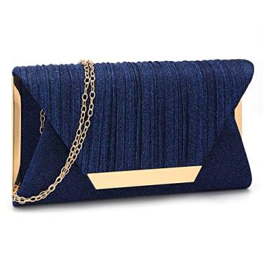 Imagem de AO ALI VICTORY Bolsas clutch com glitter para mulheres, bolsas noturnas, bolsas com aba, envelope grande, para festa de casamento, A - azul-marinho
