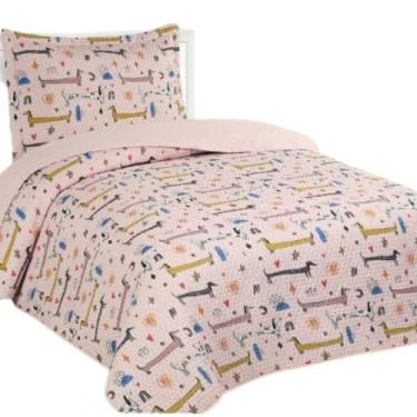 Imagem de Kit Colcha Solteiro Infantil Habitat 2 Peças 1,60m x 2,40m - Estampados (Cachorrinhos Rosa)