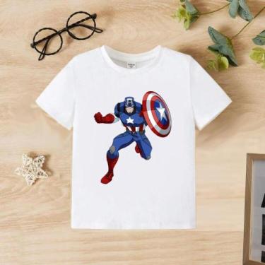 Imagem de Camiseta infantil personagens - Capitão América , Branco, 14