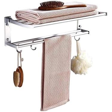Imagem de Prateleira de banheiro Toalheiro de alumínio Multi barra de toalha, trilhos dobráveis de suporte de toalha de parede para cozinha banheiro/50 cm