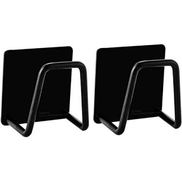 Imagem de LIFOND Lava-louça de cozinha Caddy aço inoxidável autocolante escorredor ganchos de parede acessórios organizador armazenamento dreno, 2 peças preto