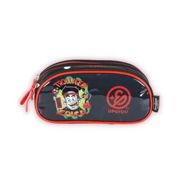 Imagem de Estojo Enaldinho Triplo Youtuber Juvenil Meninos Escolar, Vermelho