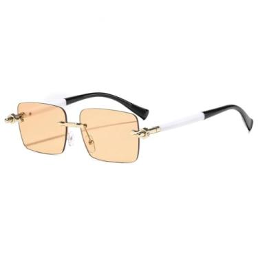 Imagem de Óculos de sol retrô sem armação, gradiente, feminino, com armação em cores contrastantes, moderno, para todos os gostos, casual, masculino, UV400 (chá dourado claro)