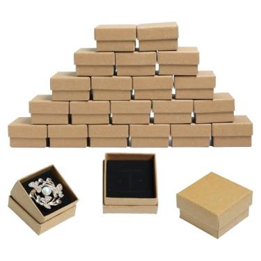 Imagem de Gabrella Pacote com 20 caixas de joias de papelão, caixas de presente de joias de 5 x 5 x 3 cm a granel anel de papelão quadrado com espuma para venda de casamentos, dia dos namorados, aniversário