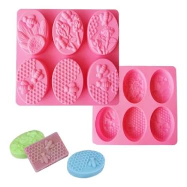 Imagem de Molde De Silicone Para Sabonete 6 Cavidades | Ideal Para Saboaria Artesanal | Forma Rosa