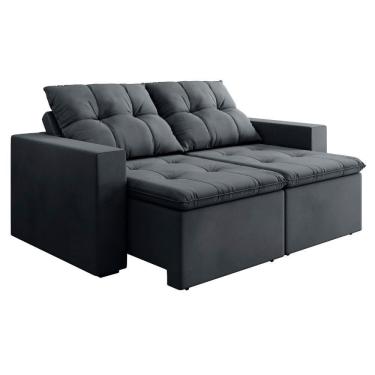 Imagem de Sofá Retrátil E Reclinável 3 Lugares 2m Veludo Damasco Cinza