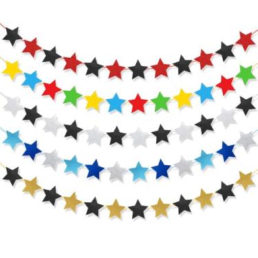 Imagem de 5 peças de ornamentos de estrela, multifuncionais, em forma de estrela, enfeites de pendurar para festas, simples e versáteis, adequados para a maioria das ocasiões