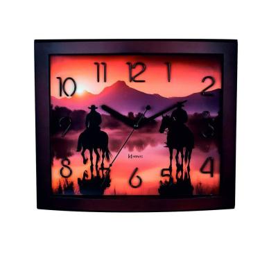 Imagem de Relógio De Parede Retangular Cavalos Herweg 6914