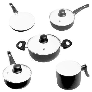 Imagem de Jogo De Panelas Cerâmica Antiaderente Roma 5 Peças Preta