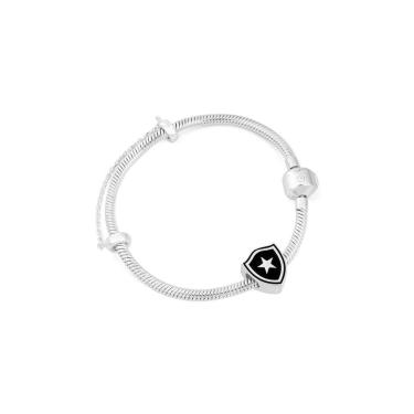 Imagem de Berloque Botafogo Escudo em Prata 925 Esmaltado + Pulseira Tamanho:19 cm-Unissex