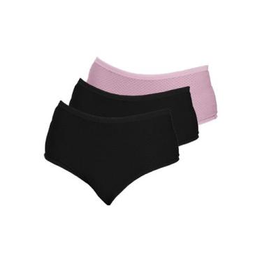 Imagem de Kit com 3 Calcinhas Alta Dilady 203203 Plus Size, Rosa, 50