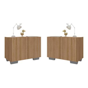 Imagem de Kit 2 Mesas De Cabeceira 2 Portas E Pés Mp4139 Rustic cinza Rustic cinza