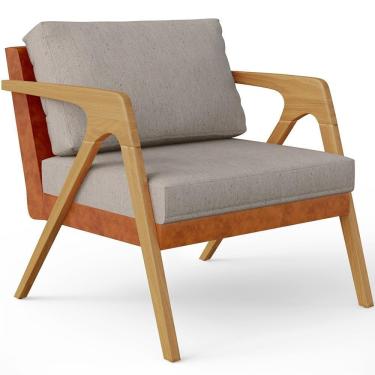 Imagem de Poltrona Para Sala Estar Pietra Camel Linho Bege