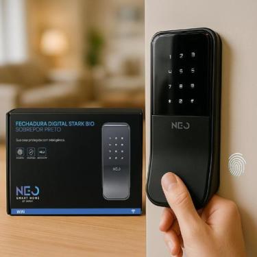 Imagem de Fechadura inteligente Eletrônica Stark Digital Sobrepor Biometria Senh