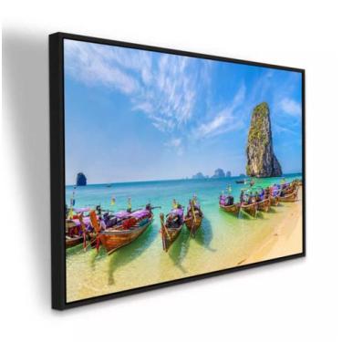Imagem de Quadro Canvas Praia Phuket Tailandia 90x60 com Moldura - Casa Real Mol
