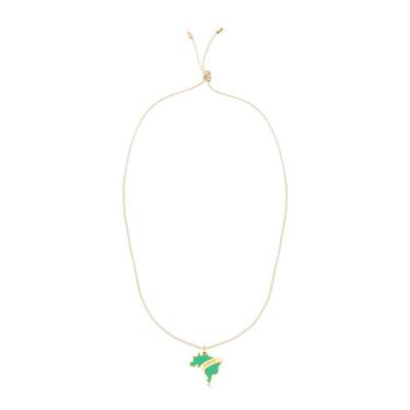 Imagem de Cordão De Algodão Com Pingente Brasil Agro Revestido Em Ouro