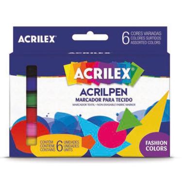 Imagem de Caneta Marcadora de Tecido 6 Cores ACRILPEN - Acrilex